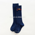 2019 Hot Sale Stripe plain socks combed cotton bow double cylinder knee high baby socks